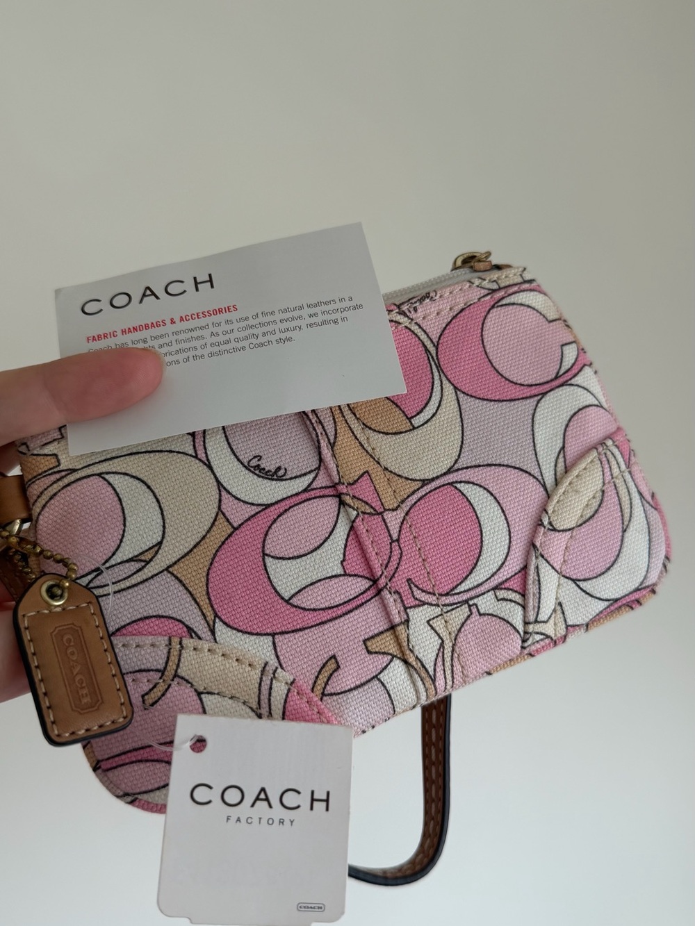 Coach Pink Optic Wristlet Crossbody Bag New With Tags